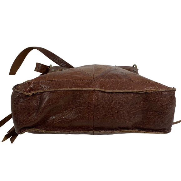 LUCKY BRAND Raya Brown Leather Patchwork Adjustable Crossbody Bag Boho Vintage - Picture 4 of 14